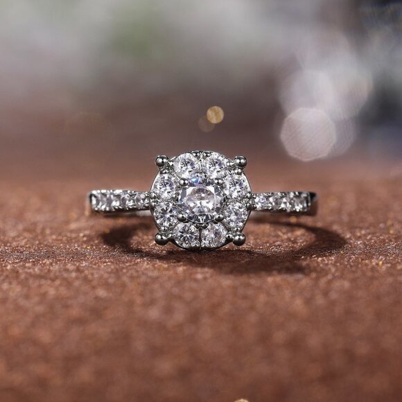 ▶Dainty Engagement 925 Sterling Silver Plated Beautiful Ring for Women, L009